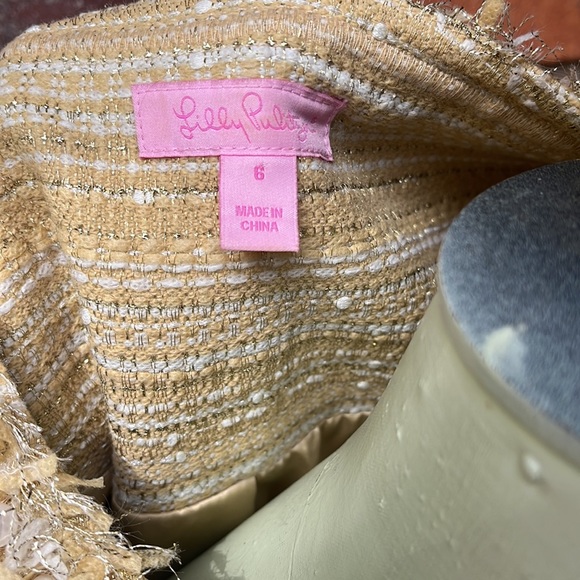 Lilly Pulitzer Cropped Yellow and Pearl Jacket size 6 - Picture 4 of 5